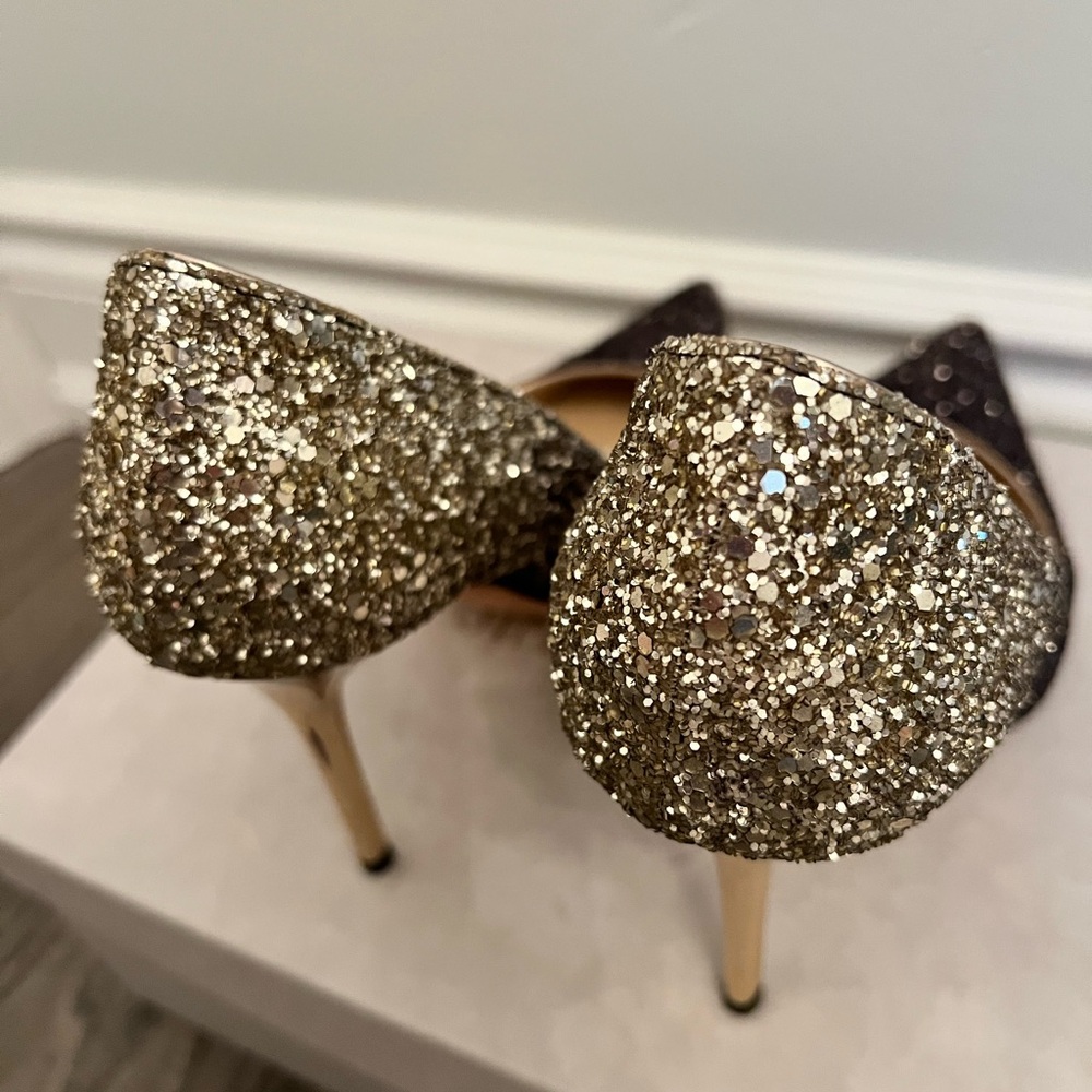 Jimmy Choo Glitter Gradient Heels in Gold and Brown - Picture 6 of 8